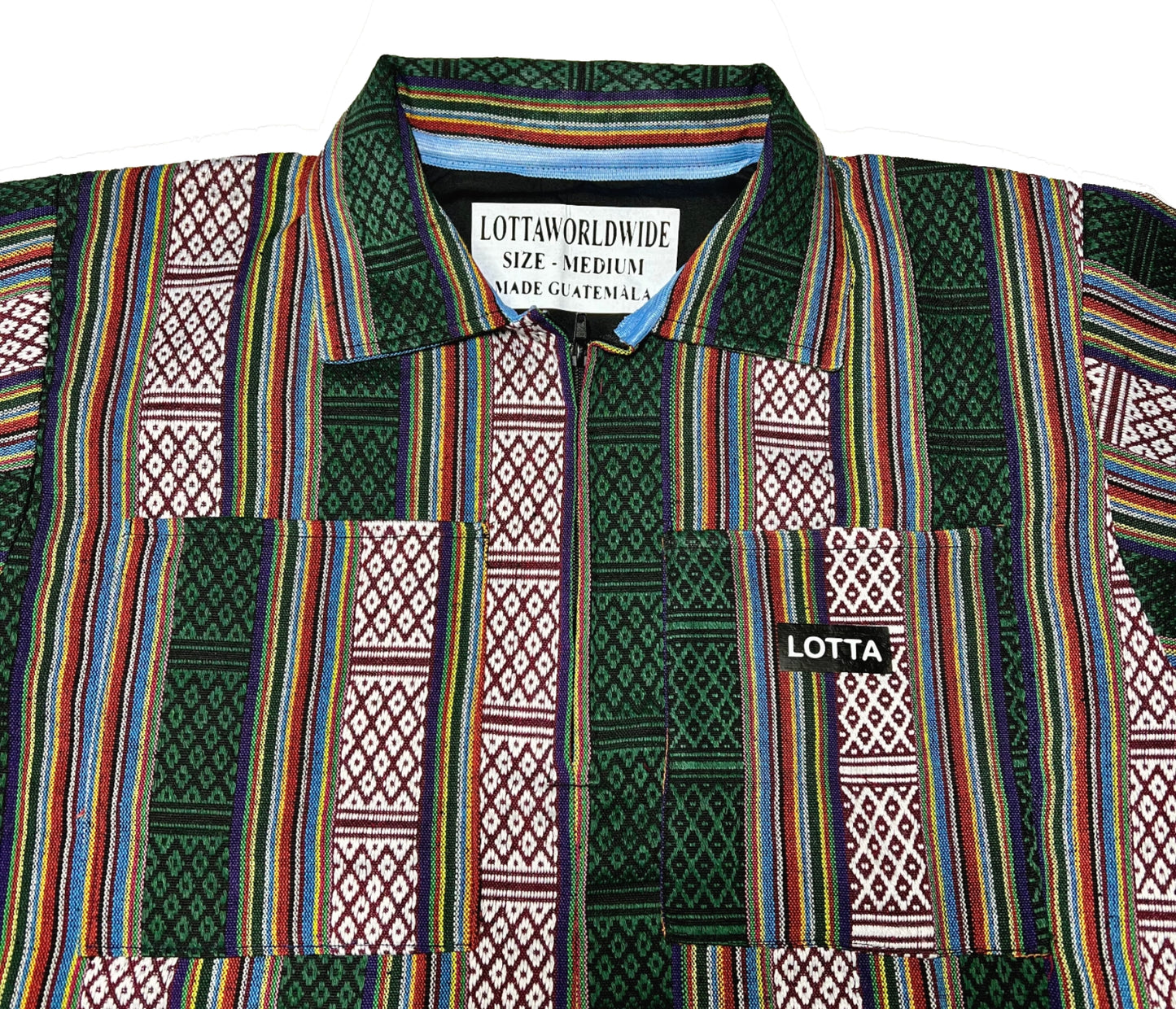 The Atitlán Guatemalan Tipico Short Sleeve Solid, 1/2 Zip Shirt
