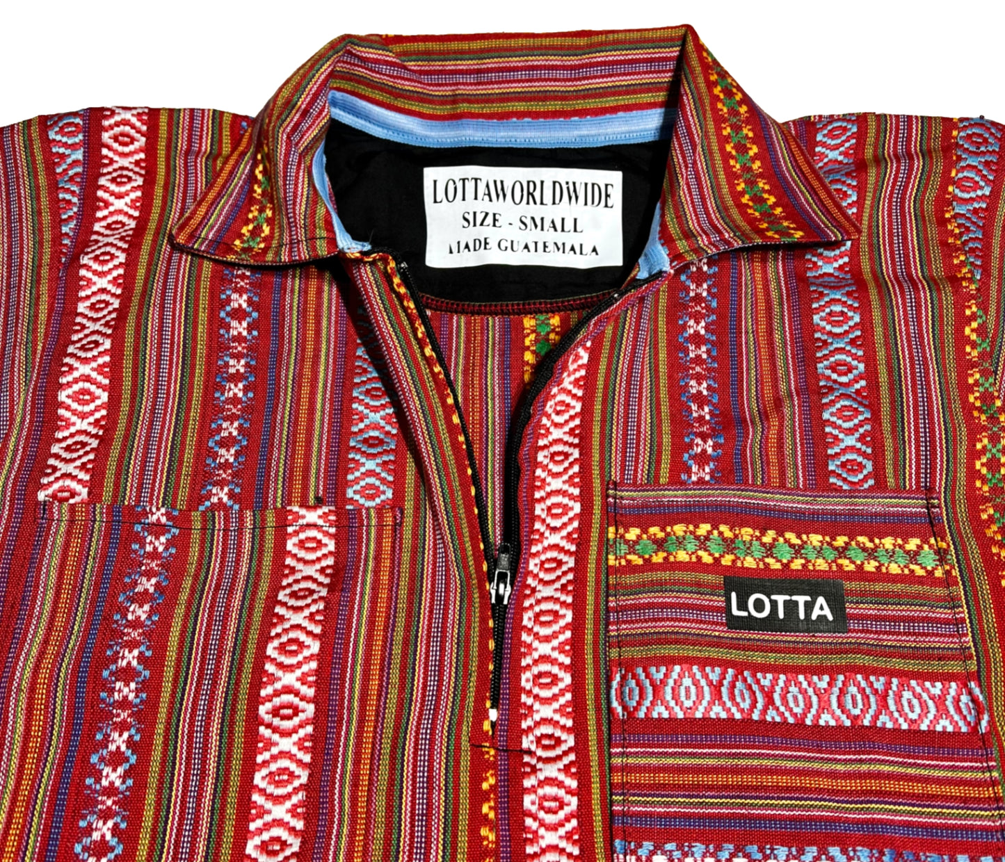 The Family is Everything Guatemalan Tipico Short Sleeve Solid, 1/2 Zip Shirt