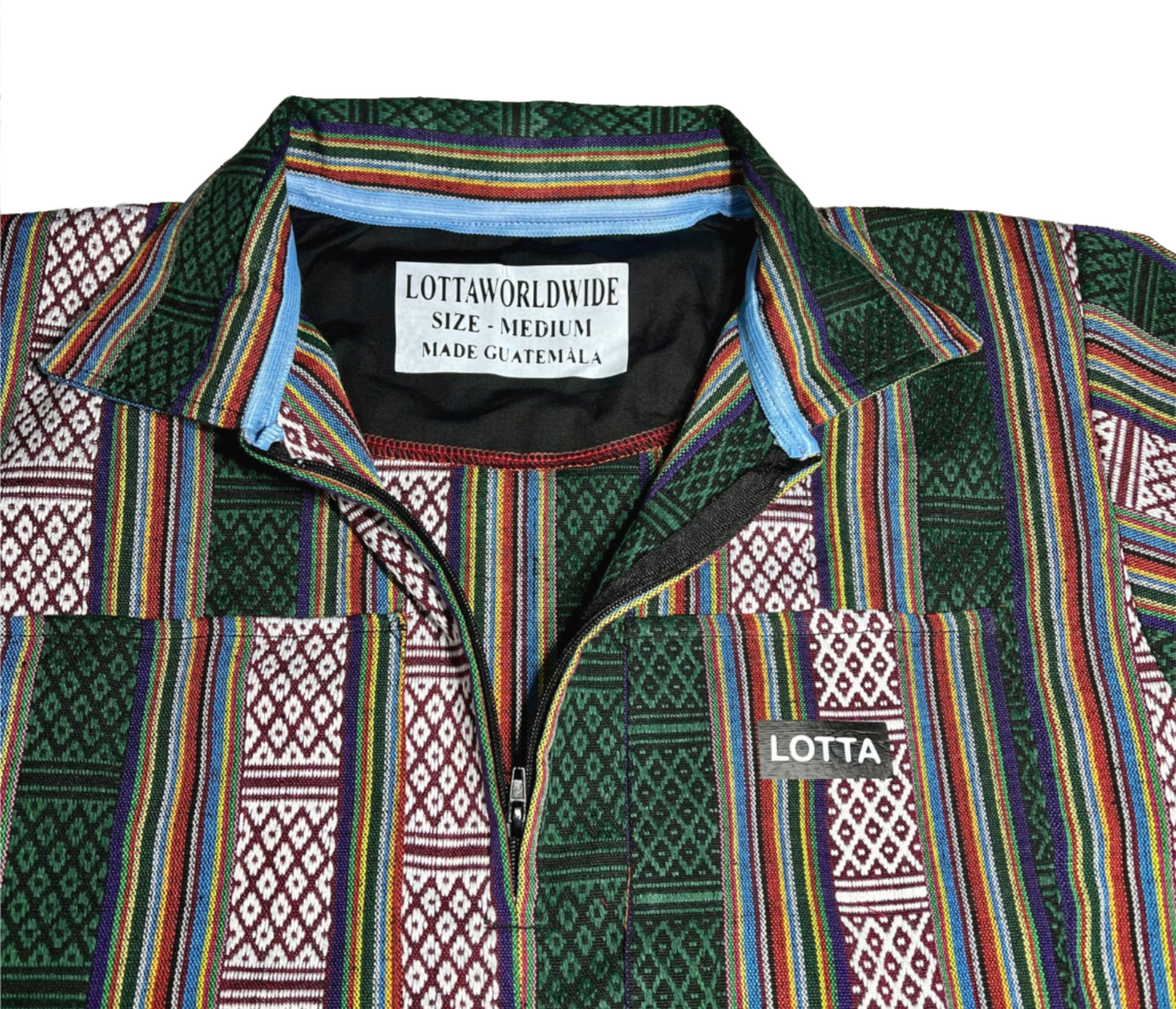 The Atitlán Guatemalan Tipico Short Sleeve Solid, 1/2 Zip Shirt