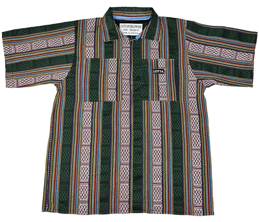 The Atitlán Guatemalan Tipico Short Sleeve Solid, 1/2 Zip Shirt
